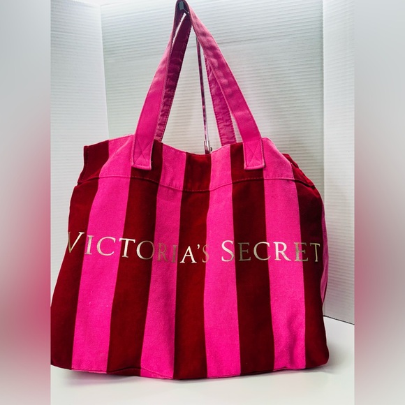 Victoria's Secret 2-Tone Pink Vintage Beach Bag Canvas Tote - Picture 5 of 6